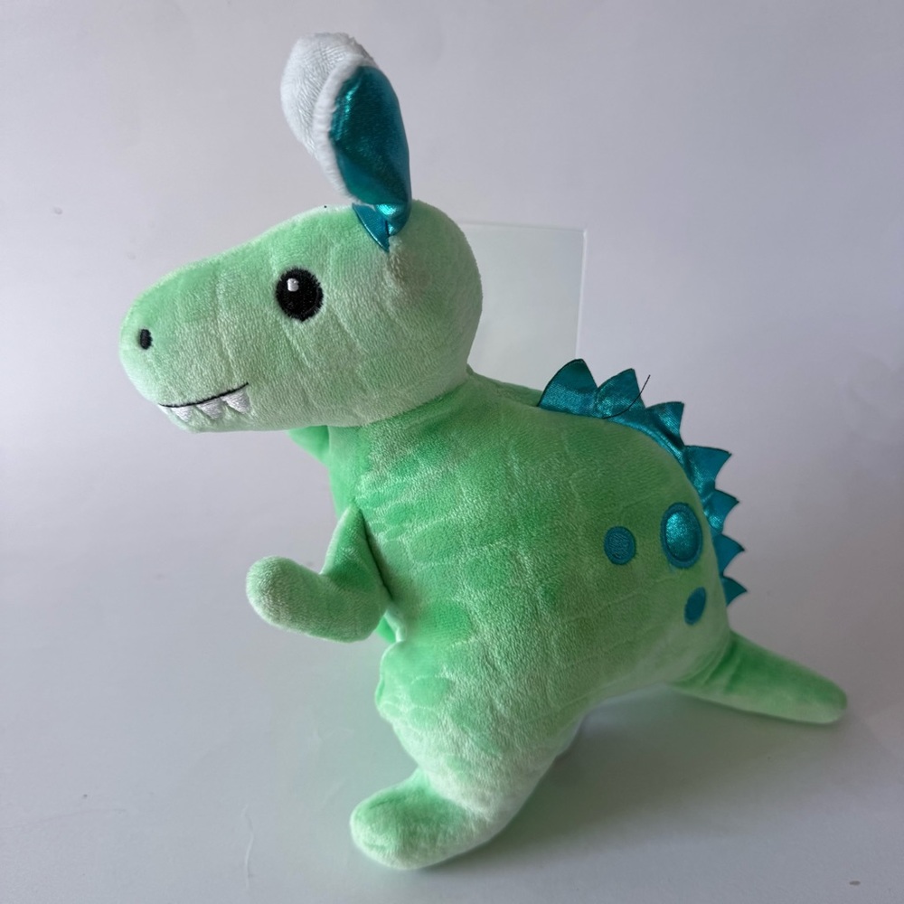 Walmart Dinosaur Plush Green In Bunny Ears 7” Stuffed Animal Small